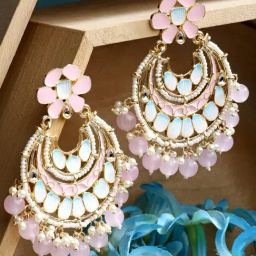 Karatcart Pink Chand Bali Earrings for Women-29