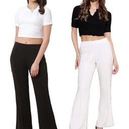 PINOVO Women Checked Smart Wrinkle Free Chinos Trousers-picture-13