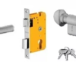 Dorset 70 mm Lever Handle Lock Set With Knob and Key Cylinder Stainless Steel HL IP-34