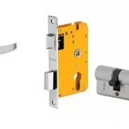 Dorset 60 mm Lever Handle Lock Set With Both Side Key Cylinder Silver Chrome HL OS-image-51
