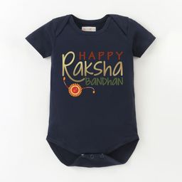 BLUSHES Kids Raksha Bandhan Printed Half Sleeve Pure Cotton Bodysuit-image-49
