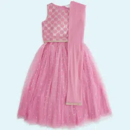 Akkriti by Pantaloons Kids Fuchsia Pink Self Pattern Lehenga Cholis-image-31