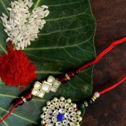 Karatcart Gold-Plated Kundan Rakhi with Roli Chawal & Greeting Card for Brother - Set of 2-30