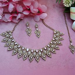 VATSALYA creation Alloy Gold- plated Pink Silver Jewellery Set-image-93