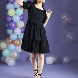 Cherry & Jerry Puff Sleeve Fit & Flare Dress-image-12