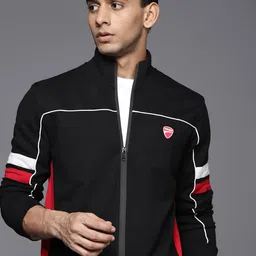 Ducati Men Black & White Striped Detail Sweatshirt-picture-5