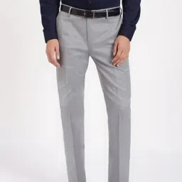 Arrow Grey Regular Fit Texture Trousers-picture-1