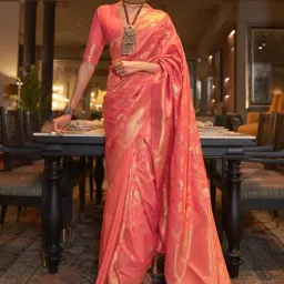 Elora Peach Silk Woven Saree With Unstitched Blouse-picture-22
