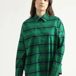 United Colors of Benetton Green Cotton Striped Shirt-picture-29