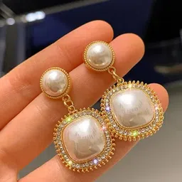 SZN Korean Artificial Beads Beaded Contemporary Drop Earrings-53