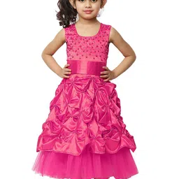 Wish little Girls Embellished Beads & Stones Satin A-Line Maxi Dress-image-73