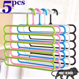 Primelife 5 Layer Pants Clothes Hanger Wardrobe Storage Organizer Rack (Set of 5), 32l x 1b x 33h cm (Assorted Colour) Plastic image 2