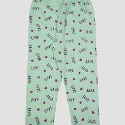 Kiwi 100% Cotton Love Printed Lounge Pant  - Green-image-97