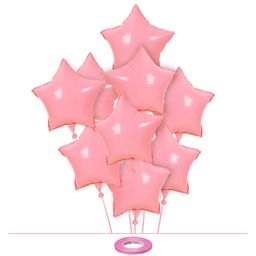 AMFIN Pack of 10 18 Inch Pastel Star Shape Foil Balloon with Balloons Ribbon for Kids  - Pink-image-57