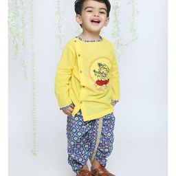 KID1 Janmashtami Theme Full Sleeves   Krishna Printed Kurta & Bandhej Printed Dhoti -  Yellow-image-83