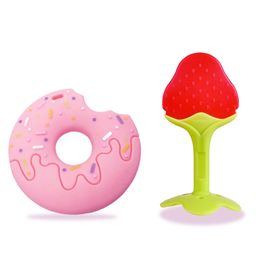 Chinmay Kids Silicone Baby Donut and Stand Teether Shape Baby Teething Toy Cartoon BPA Free Teether Purple &  Red-21
