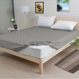 ADBENI HOME Rich Micro Piece Fabric Quilted Mattress Protector - Grey-image-94