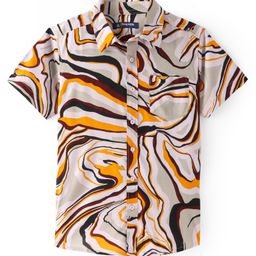 Pine Kids Viscose Woven Half Sleeves Printed Collar Neck Shirt - Multicolour-image-86
