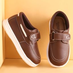 Babyoye Velcro Closer Formal Shoes - Brown-image-14