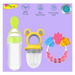 Joy Buzz Baby Food Feeder Nibbler & Rattle Teether Combo - Multicolor-25