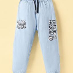 Smarty Boys Sinker Knit Full Length Lounge Pant with Text Print - Light Blue-picture-9
