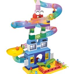 YAMAMA Building Blocks Toys For Kids Rainbow Rolling Funland Building Blocks Toys Construction Building Bricks Play Set With Rolling Ball Tower Ramp Kids Toys Educational Learning Developments Toys 203 Pcs - Multicolor-9