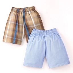Rikidoos Cotton Pack Of 2 Solid & Checked Boxers - Khaki & Light Blue-picture-8