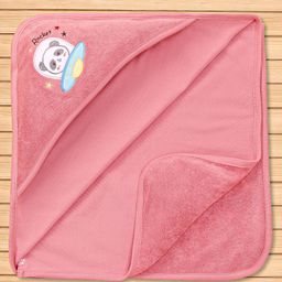 Pink Rabbit Terry Knit Hooded Towel With Panda Patch L 84 x B 82 cm - Light Pink-image-5