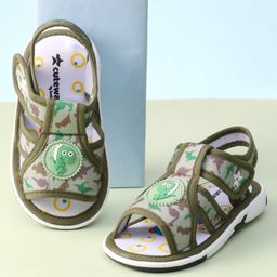 Cute Walk by Babyhug Sandals with Velcro Closure Dino Print & Applique - Green-image-11