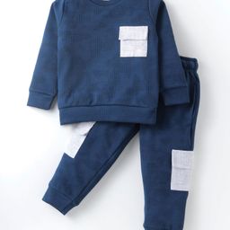 Rikidoos Full Sleeves Colour Blocked Sweatshirt With Coordinating Joggers Set - Navy Blue-picture-45