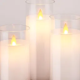 LTETTES White 3 pieces Pillar LED Candles-20