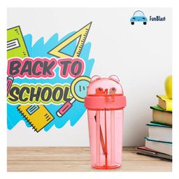 FunBlast Two Partition Sipper Bottle with Straw  420 ML (Pink Color) image 2