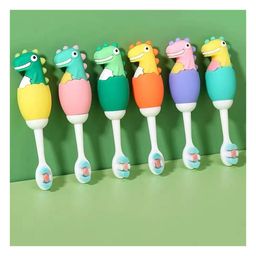Cots and Cuddles Cute 3D Dino Shape Microfiber Soft Bristles Toothbrush for Kids (Random Color) (pack of 2) image 2