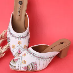 Pairs4U Embellished Ethnic Platform Mules-42