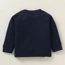 Ollypop Interlock Knit Full Sleeves T-Shirt & Trousers Set with Beach Theme Print - Navy Blue image 3