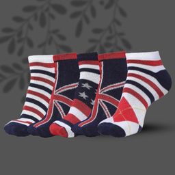 MJE Men Pack Of 5 Patterned Ankle Length Socks-image-57