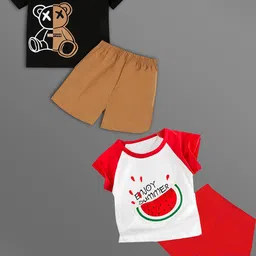 HELPOM Kids Pack Of 2 Printed Short Sleeves T-shirt With Shorts-47