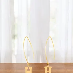 Goldnera Gold-Plated Contemporary Alphabet Drop Earrings-image-81