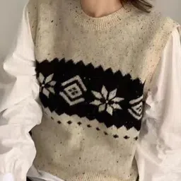 KPOP Women Ethnic Motifs Printed Woollen Top-image-90