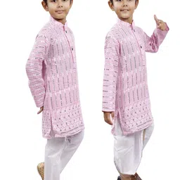 BAESD Boys Selection Of 2 Floral Sequinned Regular Thread Work Kurta with Dhoti Pants image 2