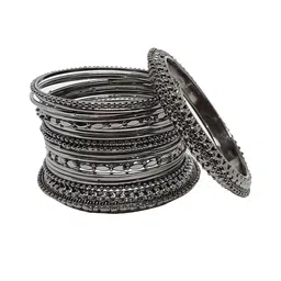 CHRISHAN Pack Of 18 Oxidized Bangles-53