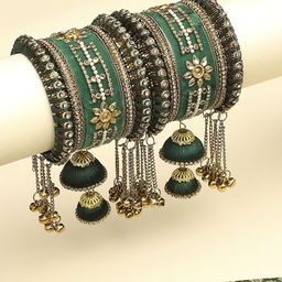 Anouk Set Of 10 Kundan-Studded Bangles-image-2