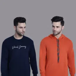Vimal Jonney Navy & Orange Regular Fit Printed Sweatshirt - Pack of 2-picture-33