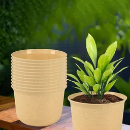 Kuber Industries Marble Sawera 12 Pcs Planters With Plates-66
