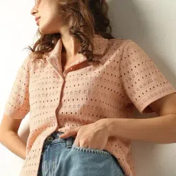 Vero Moda Peach Self Design Shirt-picture-23