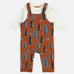 MINIKLUB Boys White & Brown Printed Full Sleeves T-Shirt with Dungaree-picture-15