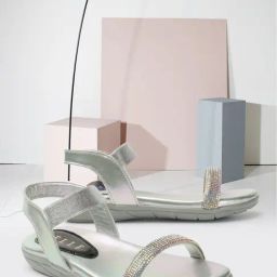 Elle Women's Silver Ankle Strap Sandals-image-34