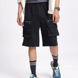 Kook N Keech Men Techwear Knit Utility Cargo Shorts-16