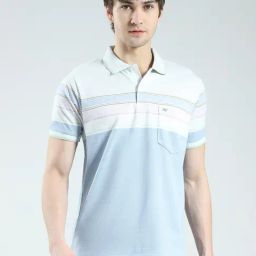 Monte Carlo Blue Regular Fit Striped T-Shirt-image-60