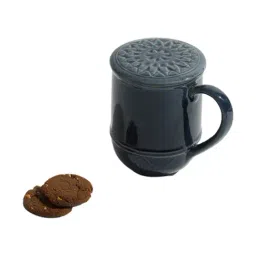 Fabindia Asin Indigo Blue Ceramic Coffee Mug with Lid-43